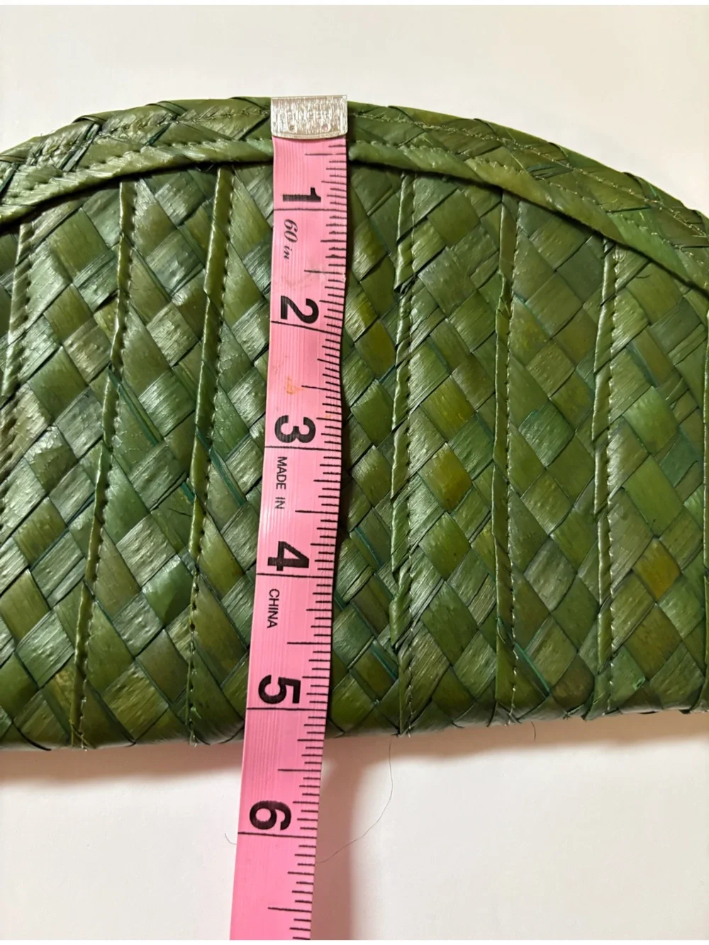 Unbranded Woven Half-Moon Zip Clutch — Dark Green